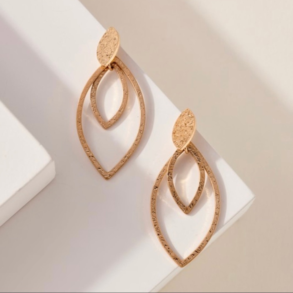 Gold Layered Leaf Shape Earrings